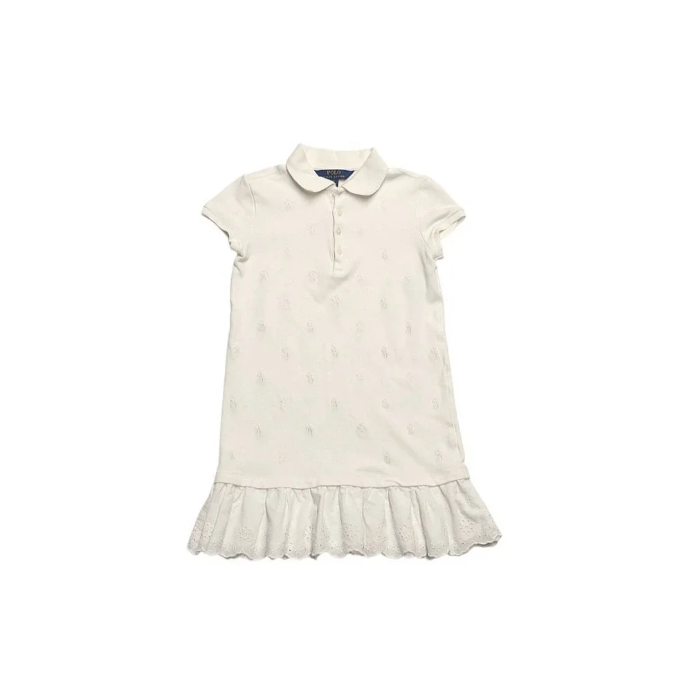 Ralph Lauren Girls Size 6X White Cotton Dress Short Sleeve